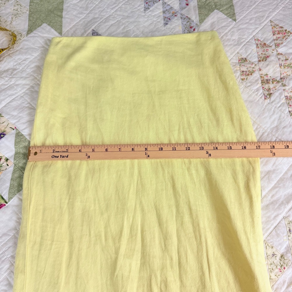 Anthropologie Yellow Linen Blend Maxi Skirt Small Elastic Waist Column Skirt - Picture 8 of 9